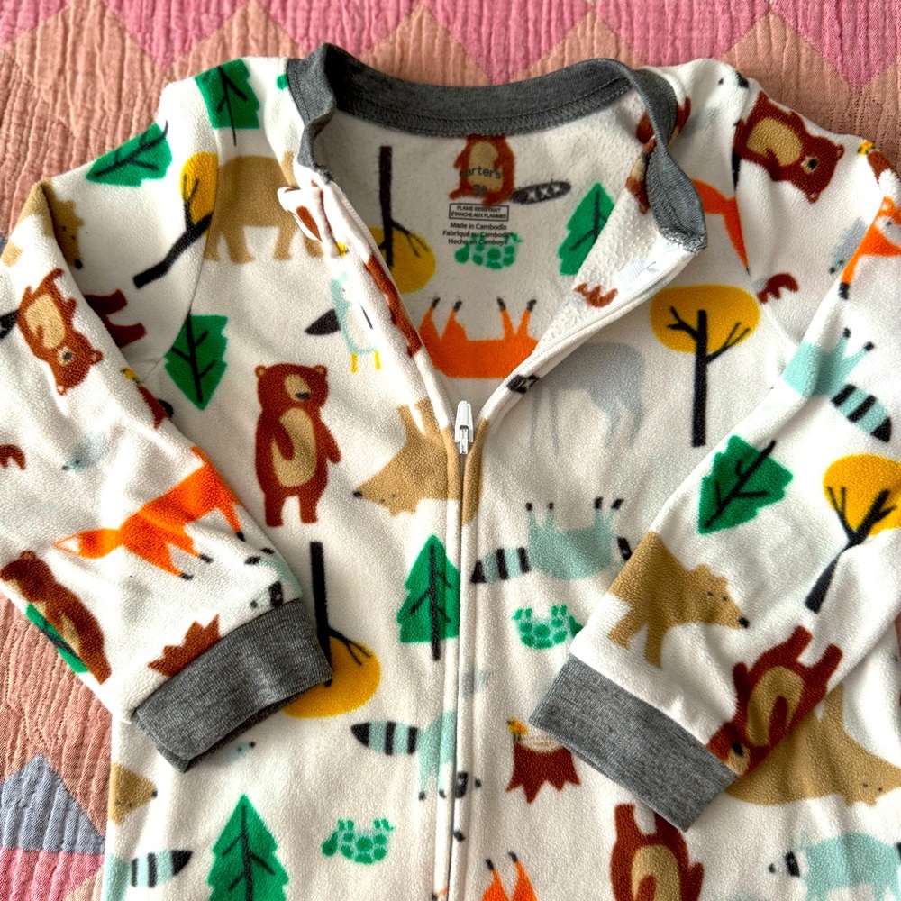 Carter’s Flame Resistant Woodland Animals Footies. Size 3t